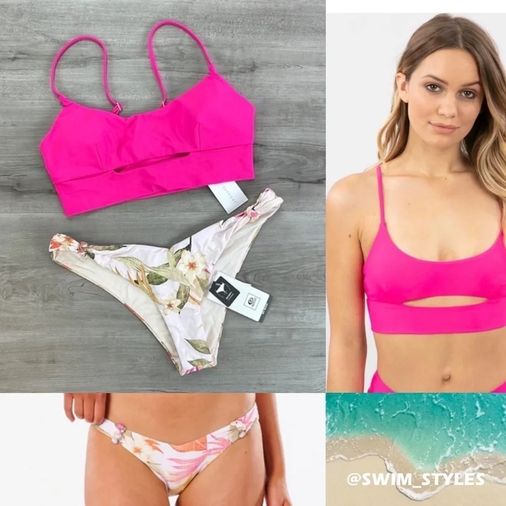 ☀️RIP CURL☀️ BRIGHTS SCOOP CROP NORTH SHORE SKIMPY PANT BIKINI SET